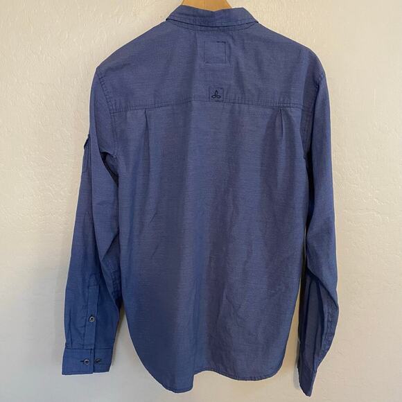 Prana Breathe Mens Button Up Shirt Size Medium Outdoors Hiking Roll Tab Sleeves - Picture 3 of 7